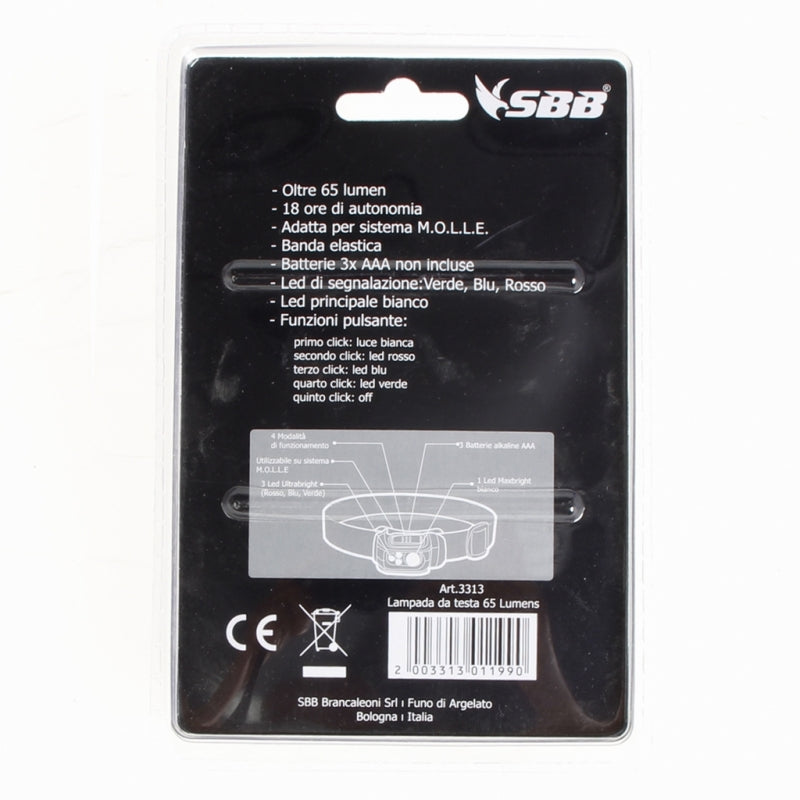LAMPADA DA TESTA 65 LUMENS SBB